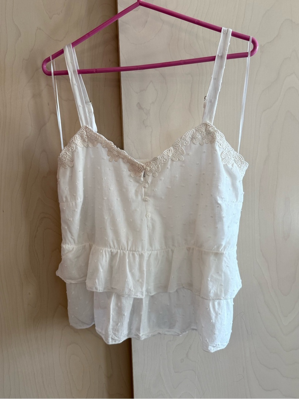 URBAN Romantics Cream Lace-Trim Ruffle Camisole